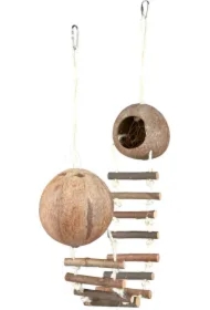 Podwójny domek z kokosu z drabiną, śr. 13 cm