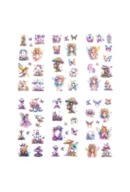 Naklejki pet - kwiaty, 30szt - meteor blue