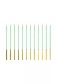 Świeczki urodzinowe gładkie zielone 14cm 12 szt