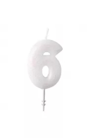 Świeczka cyferka 6 m błyszcząca