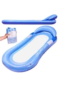 Materac dmuchany do pływania basenu wodny z siatką niebieski