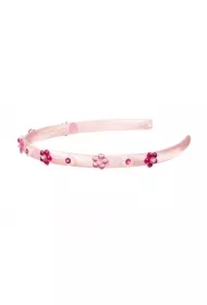 Opaska z kwiatuszkami z kryształków i perełek różowa Verla