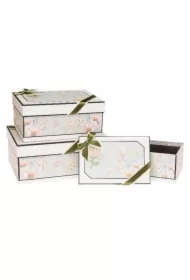 Pudełko prezentowe z kokardą 3 szt kwiaty