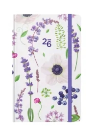 Kalendarz 2026 kieszonkowy tygodniowy fioletowe Kwiaty