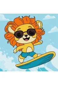 Malowanie po numerach - Lato. Lew łapie falę Kids