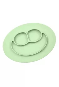 Silikonowy talerzyk z podkładką mały 2w1 Mini Mat pastelowa zieleń