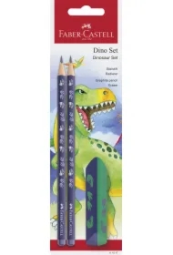 Zestaw szkolny Dinozaur 2 ołówki + gumka