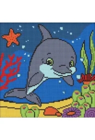 Diamentowa mozaika Kids - Uprzejmy delfin 30x30cm