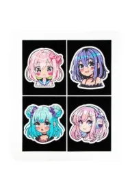 Haft diamentowy - Adults Flocked Neon Anime Girls 4pack