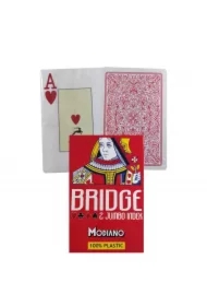 Modiano Bridge 2 Jumbo Index, karty do gry, czerwone