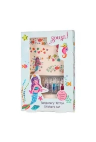 Tatuaże brokatowe z kryształkami Syrenka 5 el.