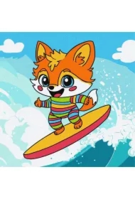 Malowanie po numerach - Lato. Lis na fali Kids