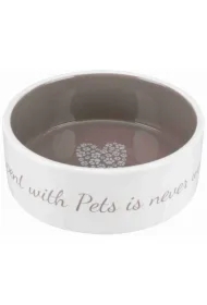 Miska ceramiczna Pets Home, o 16 cm, kremowa/ciemnoszara