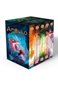 Pakiet Apollo i boskie próby. Tomy 1-5: Ukryta wyrocznia, Mroczna przepowiednia, Labirynt ognia, Grobowiec tyrana, Wieża Nerona