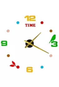 Zegar ścienny naklejany DIY regulowany 80-90 cm złote wskazówki kolorowy 4 cyfry