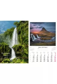 Kalendarz ścienny Wodospady 2025 dwustronny