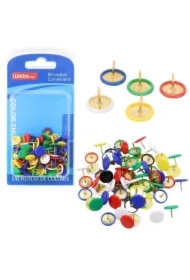 Pinezki z płaską główką biurowe kolorowe 90 szt