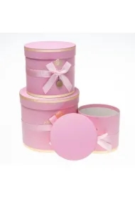 Pudełko Flower Box z kokardą 3 szt c.róż ROZETTE