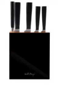 Zestaw 5 kutych noży w bloku Fino czarny
