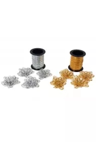 Wstążka ozdobna na szpulce + kokardy MIX