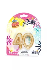 Świeczka urodzinowa 40 złoty brokat