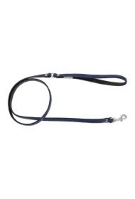 Smycz skórzana dla psa, granatowy/czarny, XS-S, 12mm/120cm