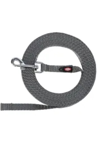 Smycz treningowa, dla małych psów, grafit, taśma parciana, XS&ndash;S: 5 m/10 mm, bardzo lekka