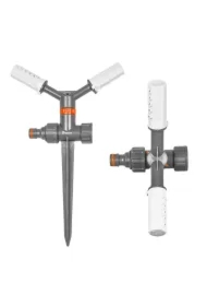 Zraszacz obrotowy 2-ramienny na kolcu - blister /white line