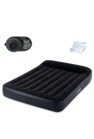 Materac dmuchany 203x152 cm z pompką łóżko welur 64150ND