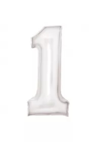Balon foliowy cyfra 1 satynowa biała