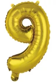 Balon foliowy mini cyfra 9 złota