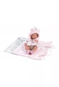 Lalka winylowa Bobas Nica z różowym kocykiem 40cm