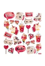 Naklejki Różowe gadżety 24 szt