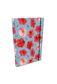 Notes A5 w kratkę z gumką Soft Touch Hibiskusy w  jeansie