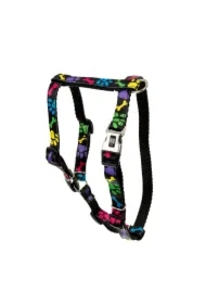 Szelki dla psa, kolorowe łapki, taśma polipropylenowa, 16mm/30-60cm