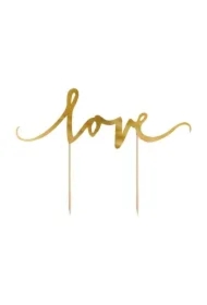 Topper na tort Love złoty 17cm