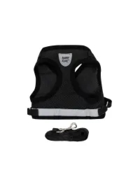 Zestaw, szelki+Smycz dla psa, czarny, poliester, rozmiar L, elementy odblaskowe