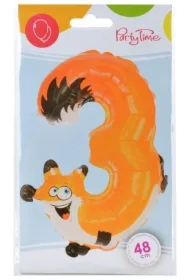 Balon foliowy cyferka 3 zwierzątko