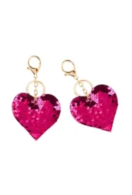 Brelok serce z cekinami różowe