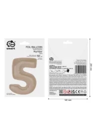 Balon foliowy Smart cyfra 5 matowa latte 92cm