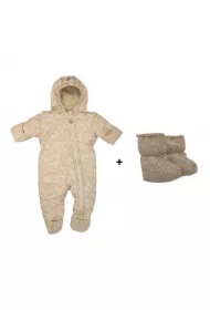 Zestaw kombinezon zimowy beżowy Taslon Birch, rozm. 92 + buciki beżowe
