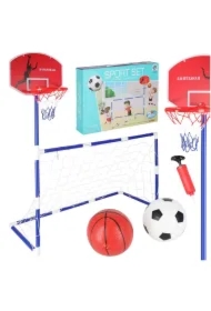 Bramka piłkarska do piłki nożnej tablica do koszykówki gry w kosza gra 2w1 2 piłki pompka