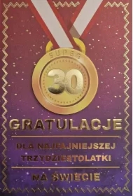 Karnet Urodziny 30 medal damskie