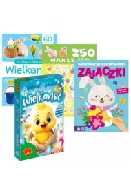 Pakiet: Karty Piotruś + Pamięć. Wielkanoc, Wielkanocne kolorowanki. Zajączki, 250 naklejek. Wielkanoc z pomysłem, Poznaj świat. Zabawa z naklejkami. Wielkanoc