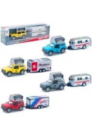 Auto terenowe metalowe z przyczepą MIX