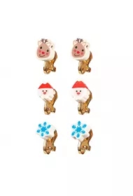 Kolczyki klipsy motywy świąteczne 3 pary