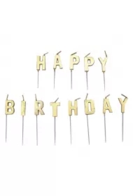 Zestaw świeczek "happy birthday" złote