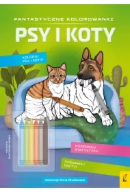 Psy i koty. Fantastyczne kolorowanki z kredkami