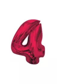 Balon foliowy cyfra 4 czerwona Smart