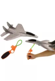 Samolot myśliwiec styropianowy z wyrzutnią szary